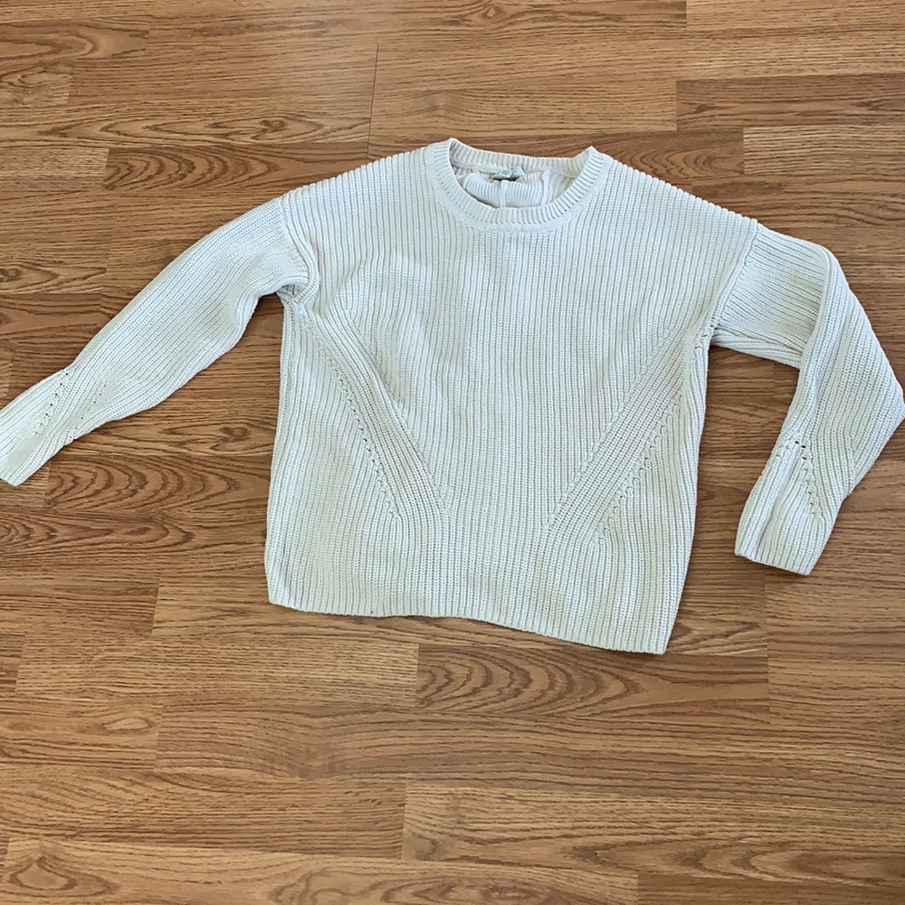Lucky Brand Cream Lace up Back Sweater  - small